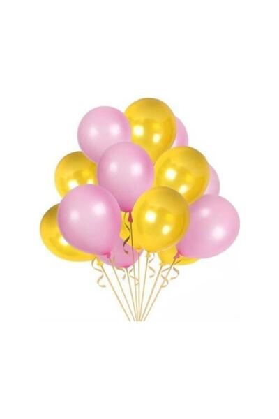 Vip-Aksesuar Metallic Balloon Yellow - Pink 25 Pieces