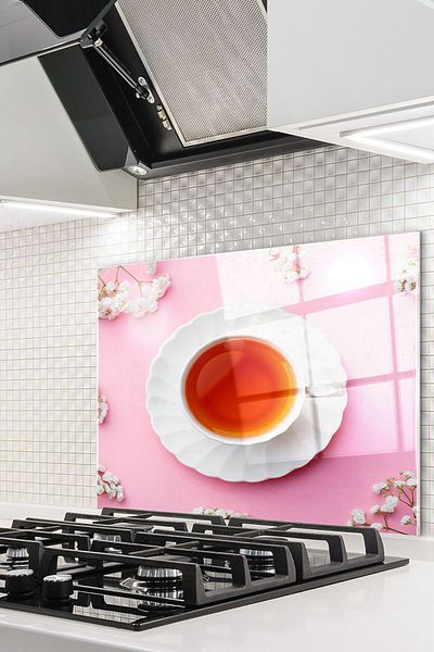 Olinpa 60X52 cm Glass Stove Back Protector Countertop Built-In Back Protector Tea