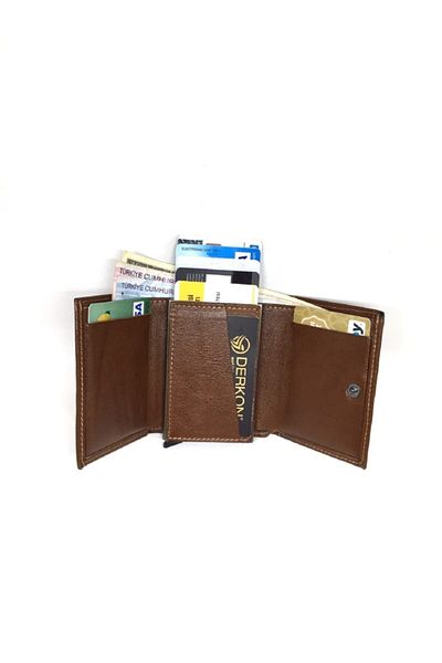 DERKON Rfid Blocker Genuine Leather Wallet with Smart Mechanism