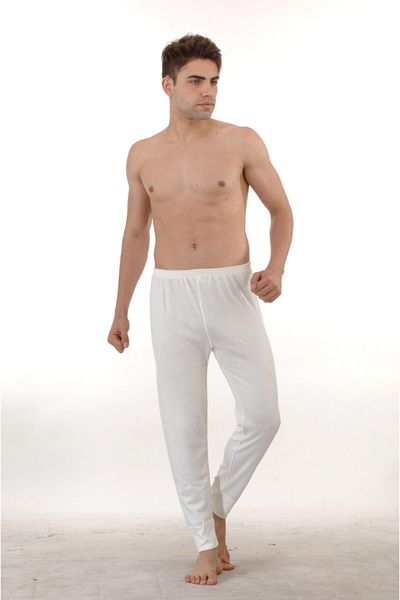 NEHİRİN Men's Ecru Wool Winter Long Tights
