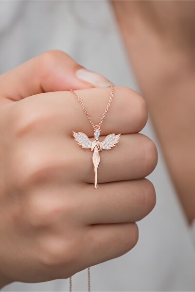 Nereze 925 Ayar Gümüş Kanatlı Zirkon Taşlı Peri Kolye