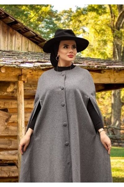 CNG MODA Hijab Black Stamp Cloak Poncho