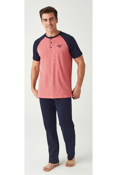 Mod Collection Men's Red Navy Combed Cotton Pajama Set