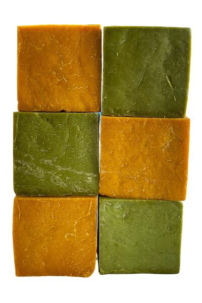 aktarloji قالب أخضر وأصفر 3 قطع - الأكزيما - مجموعة صابون الحكة