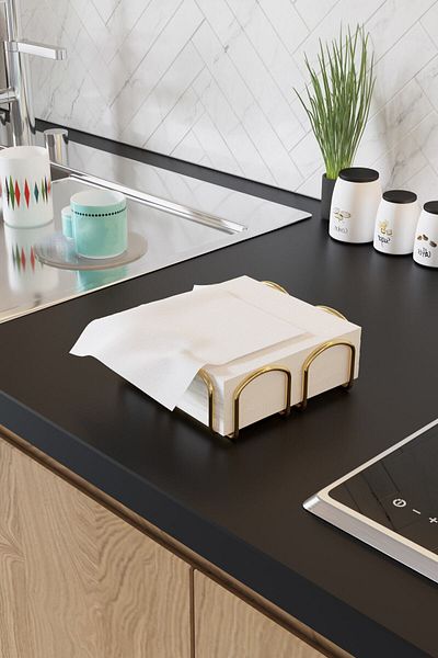 Bino Decorative Metal Stainless Gold Napkin Holder Filled Steel Gold Plated