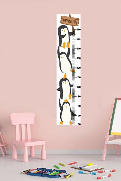 Echo Home Sevimli Penguenler Boy Ölçme Ölçüm Cetveli Duvar Sticker