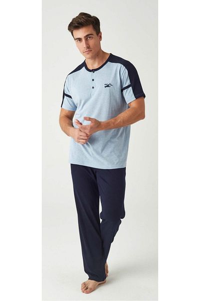 Mod Collection Men's Blue Navy Combed Cotton Pajama Set