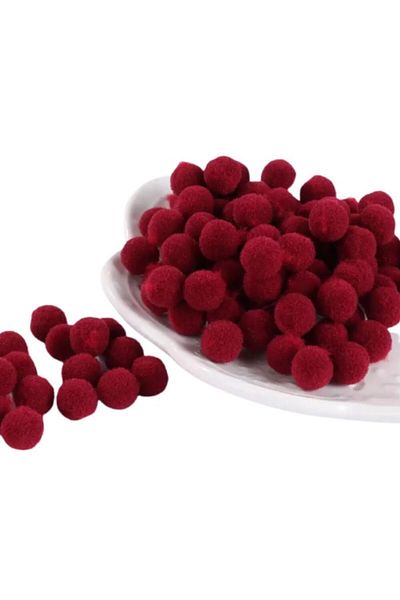 Yumuşakkeçe Claret Red Soft Pompom Plush 100 Pieces 2cm