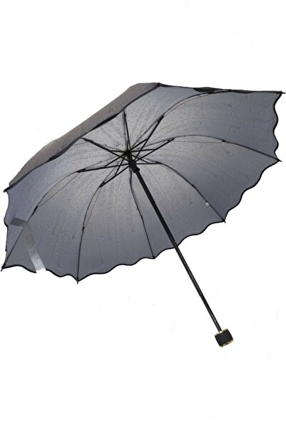 DZC KUZENLER AVM Gri Yagmur Desenli Manuel Kadın Şemsiye