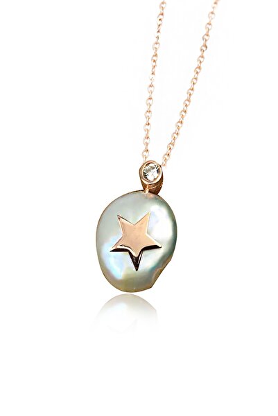 Silver And Silver Kadın 925 Ayar Gümüş Doğal İnci Yıldız Kolye DGLINCIYLDZ-11