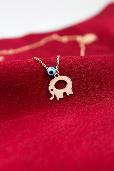 Silver And Silver Kadın 925 Ayar Gümüş Rose Nazar Boncuklu Fil Kolye NZRFILKL...