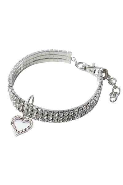Mixpet Small Cat Dog Crystal Stone Heart Necklace