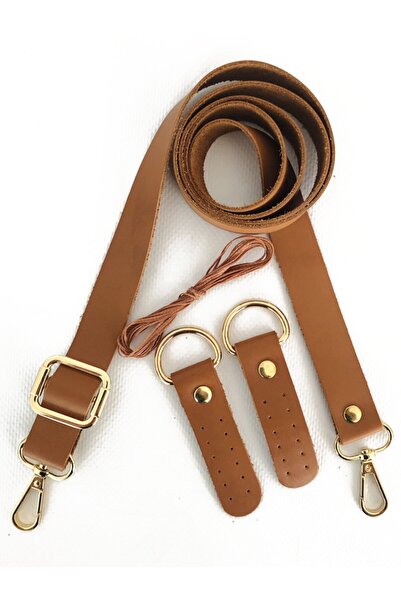 alfa tasarım atölyesi Λαβή τσάντας από γνήσιο δέρμα με αξεσουάρ σε χρυσό χρώμ...