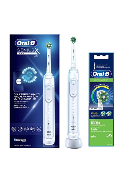 Oral-B Genius X Beyaz Şarjlı Diş Fırçası + 2 Yedek Başlık