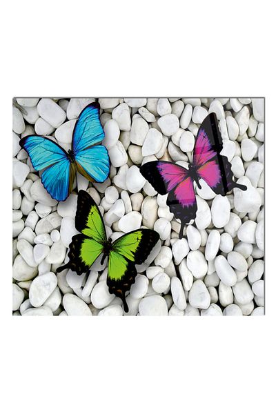 Olinpa 50X50 cm Glass Stove Back Protector Countertop Built-In Back Protector Butterfly