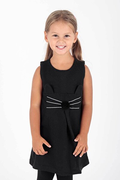 AHENGİM Kids Ak520566 Kız Kedi Baskılı Elbise