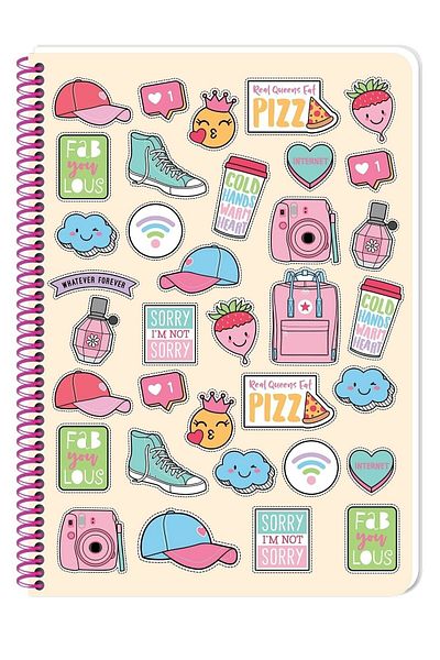 KESKİN COLOR Sweet Fun A4 80 Sheets Lined Plastic Cover Spiral Perforated Notebook (Pack of 3)