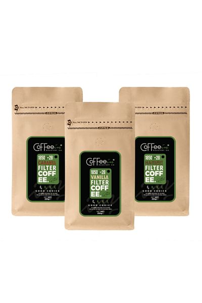 Coffeein 3-Pack Flavored Filter Coffee - Hazelnut Caramel Vanilla 250gr x 3