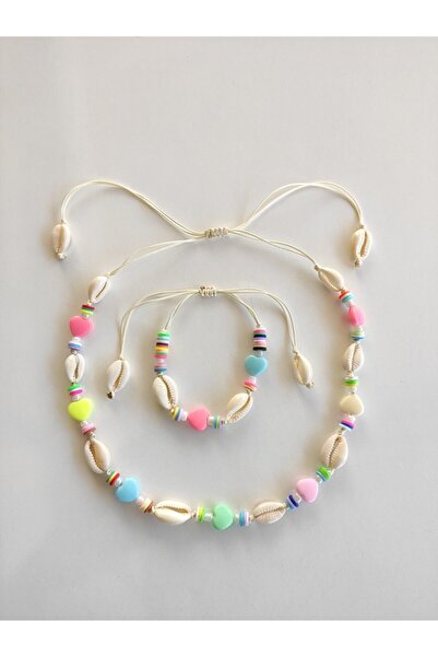 platin hediyelik Seashell Necklace Bracelet Heart Necklace