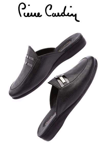 Pierre Cardin Men's Leather Dowry Slippers 0291 - Black - 40