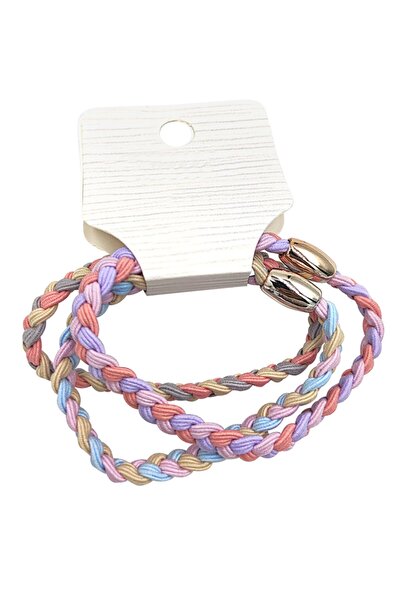 Artikel مشبك مطاطي محبوك ناعم ملون مكون من 3 قطع، مشبك شعر، إكسسوار للشعر