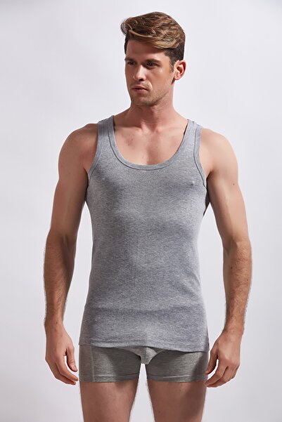 Shopiolog Ανδρικό λουράκι χτενισμένο βαμβακερό γκρι εσώρουχο (συσκευασία των 6)