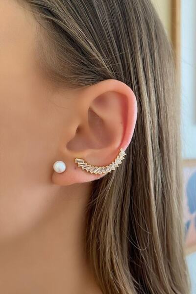 Artikel Gold Color Zircon Stone Cartilage Earring Set
