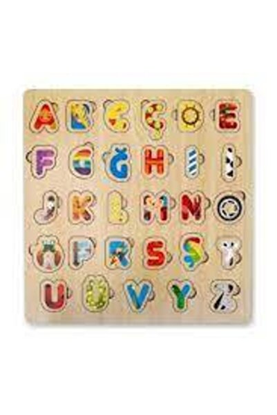 CAN Renkli Harfli Ve Desenli Ahşap Eğitici Puzzle