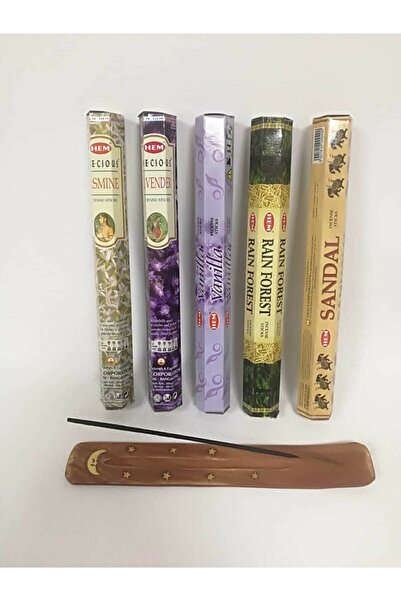 Hem Tütsü Sandal Vanilya,lavanta,yasemin,yağmur Ormanı 5 Paket 100 Çubuk 1 Ad...