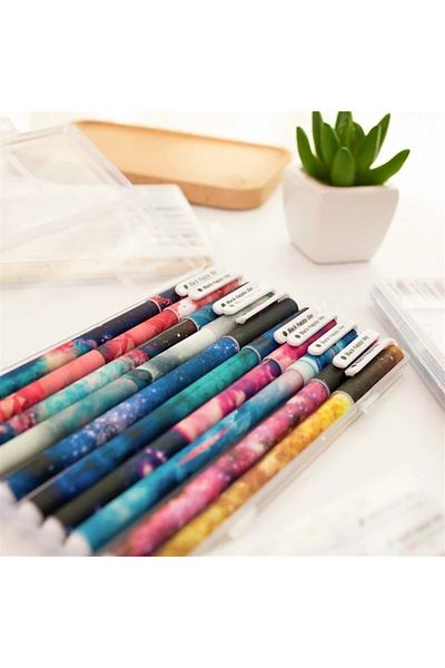 Behappycraft by Woohoobox Galaxy 10-Piece Colored Pen Set - Ballpoint Gel Boxed