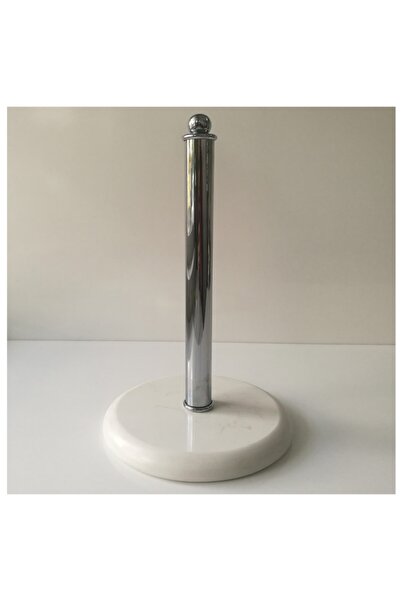 BMK MERMER Kuvars Kağıt Havluluk (BEYAZ - KROM KAPLAMA) : Çap 18 Cm - H: 30 Cm