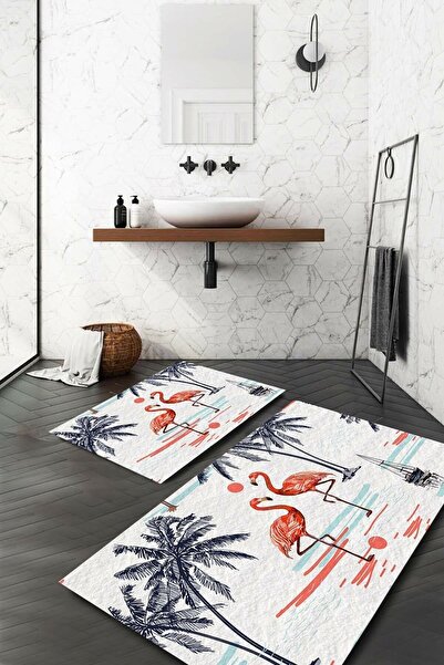 Resmiro Turuncu Flamingo Banyo Paspası