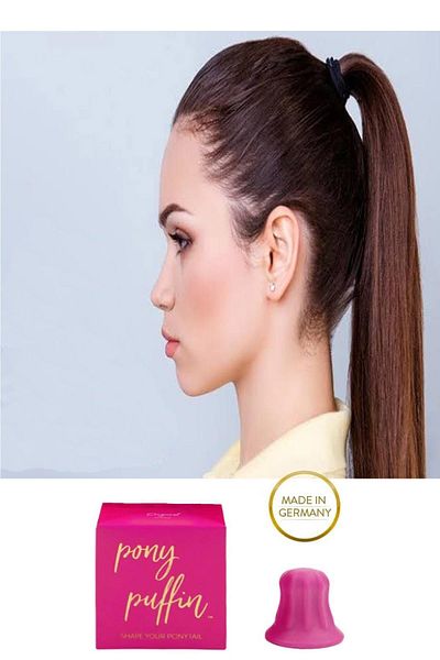 BAHELS Pink Pony Puffin Cool Hair Ponytail Hair Model Upright Holding Apparatus