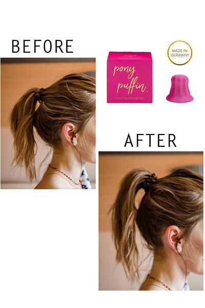BAHELS Pink Pony Puffin Cool Hair Ponytail Hair Model Upright Holding Apparatus