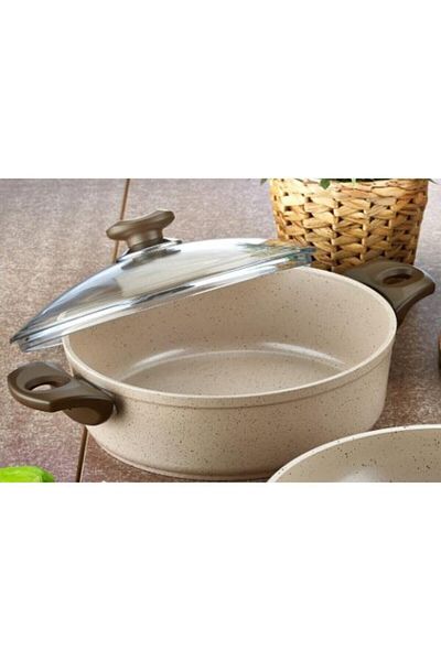 gülsan Saffron Crushed Flat Granite Flat Pot 24 cm