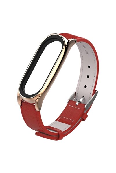 Ally Mobile Mijobs Xiaomi Mi Band 5-4 Pu Deri Kayış Kordon Kırmızı,rose Gold