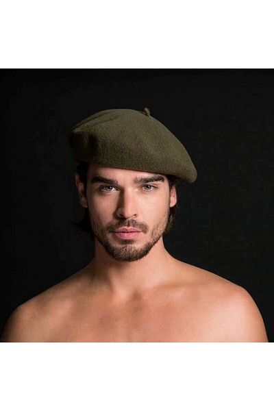 Goldmine Men's French Painter Felt Beret Khaki