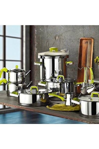 Kütahya Porselen Silindir 18 Prç Çelik Çeyiz Seti Fıstık Yeşili