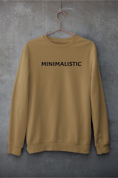 Raf Coll Φούτερ Camel Unisex Oversize Crew Neck με ψηφιακή εκτύπωση με δύο νήματα μέσα