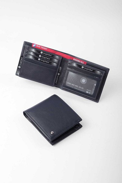 CENGİZ PAKEL Navy Blue Genuine Leather Men's Wallet - 27499t