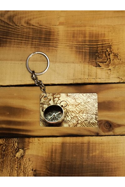 Panorama Ajans Pusula Harita Eski Tarz Ince Metal Anahtarlık