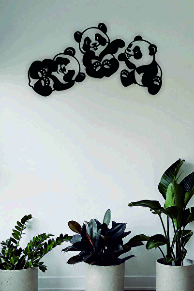 Laser Cut Wood Wall Decor Triple Panda
