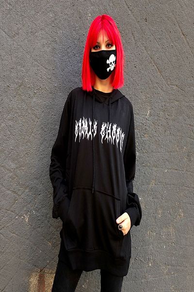 Köstebek Φούτερ Nefigo Anime Tribal Gothic Wings Unisex Μαύρη κουκούλα