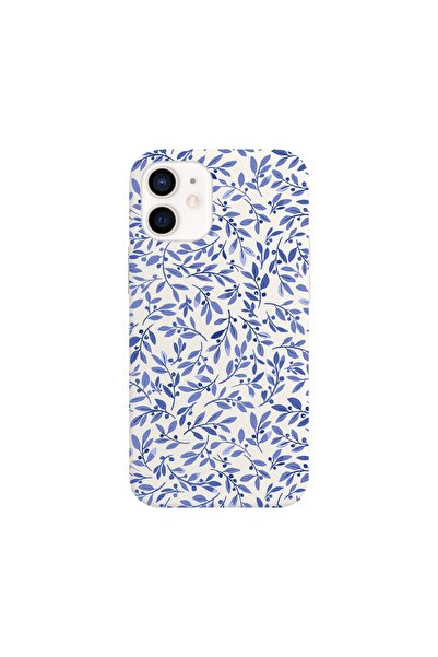 shoptocase Iphone 12 Lansman Mavi Dallar Desenli Telefon Kılıfı