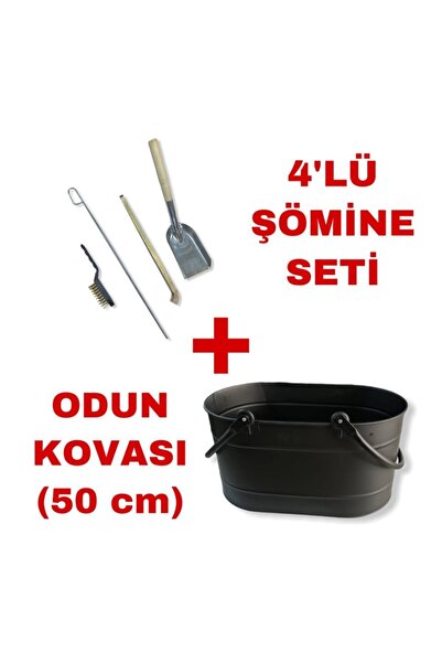 Essen Ticaret 4'lü Şömine Seti (maşa, Fırça, Kürek, Karıştırma Demiri) Ve Mat...