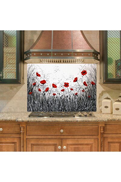 StickerArt Mutfak Duvar Tezgah Arası Ocak Arkası Sticker Kaplama Laleler