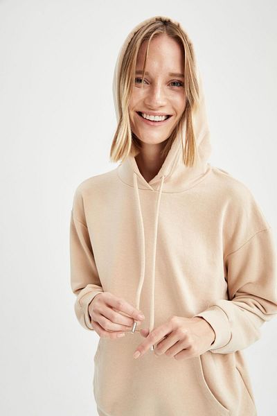 DeFacto Φούτερ από ύφασμα Relax Fit Hooded Basic Thick Swearshirt