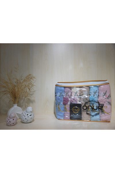 Onur Home Collection Πετσέτα χεριών 6 τεμαχίων μπαμπού 50x90 βαρύ χειροποίητο κέντημα