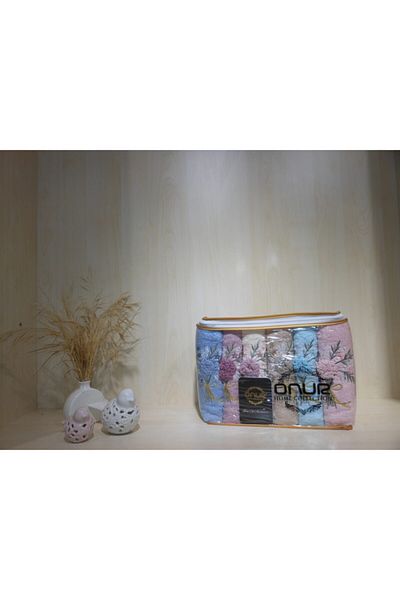 Onur Home Collection Πετσέτα χεριών 6 τεμαχίων μπαμπού 50x90 βαρύ χειροποίητο κέντημα