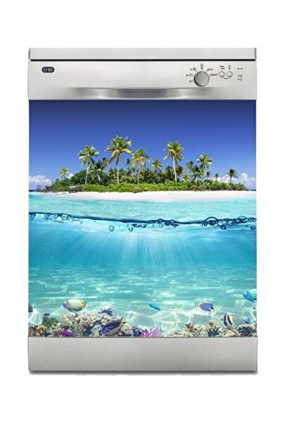 StickerArt Bulaşık Makinesi Sticker Kaplama Beyaz Eşya Kaplama Ada Deniz